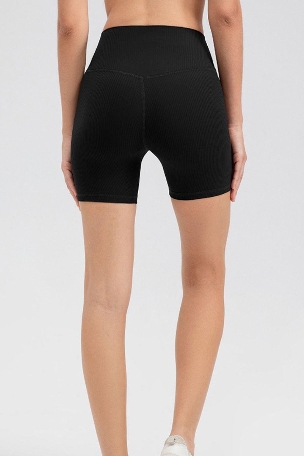 Wide Waistband Slim Fit Sports Shorts - Clothes For Her Online Store