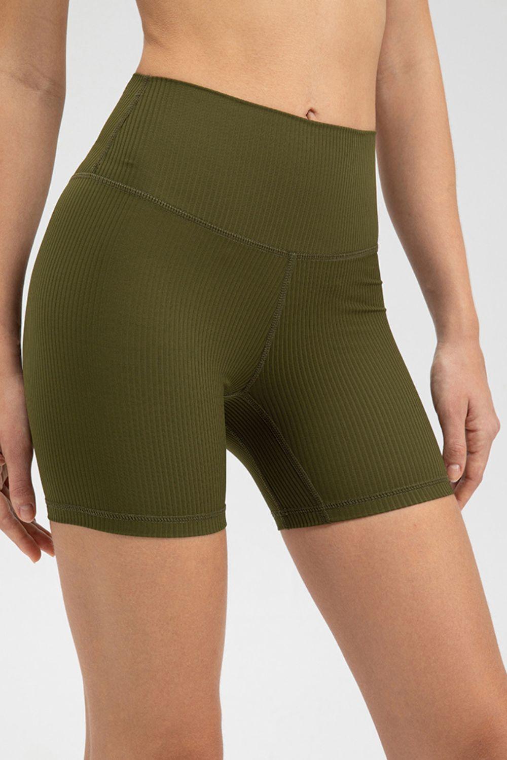Wide Waistband Slim Fit Sports Shorts - Clothes For Her Online Store
