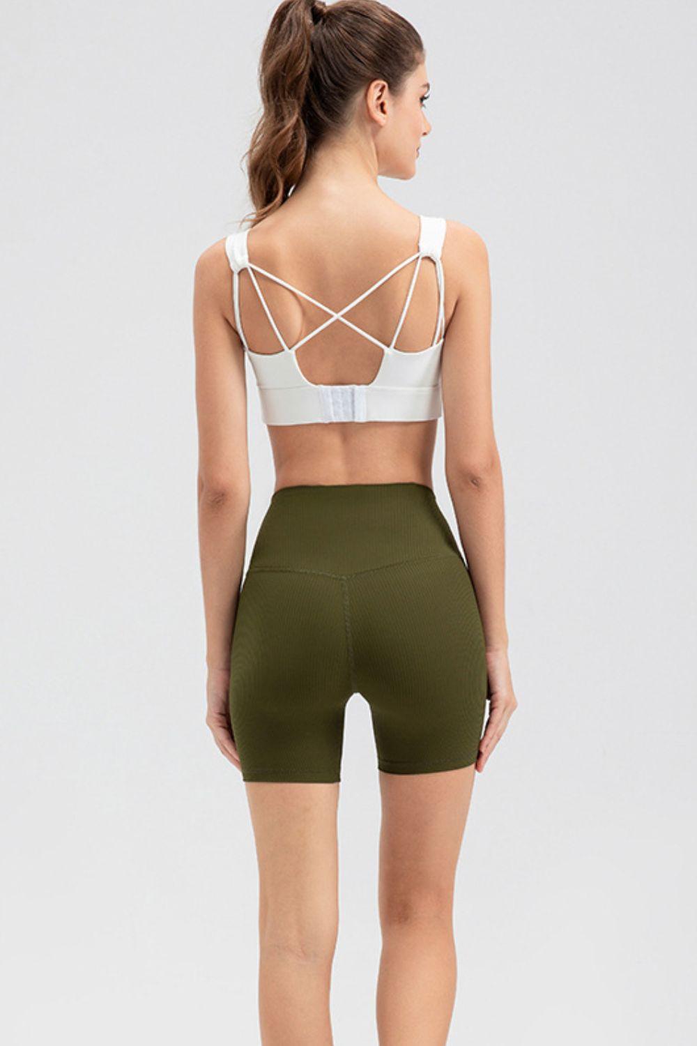 Wide Waistband Slim Fit Sports Shorts - Clothes For Her Online Store
