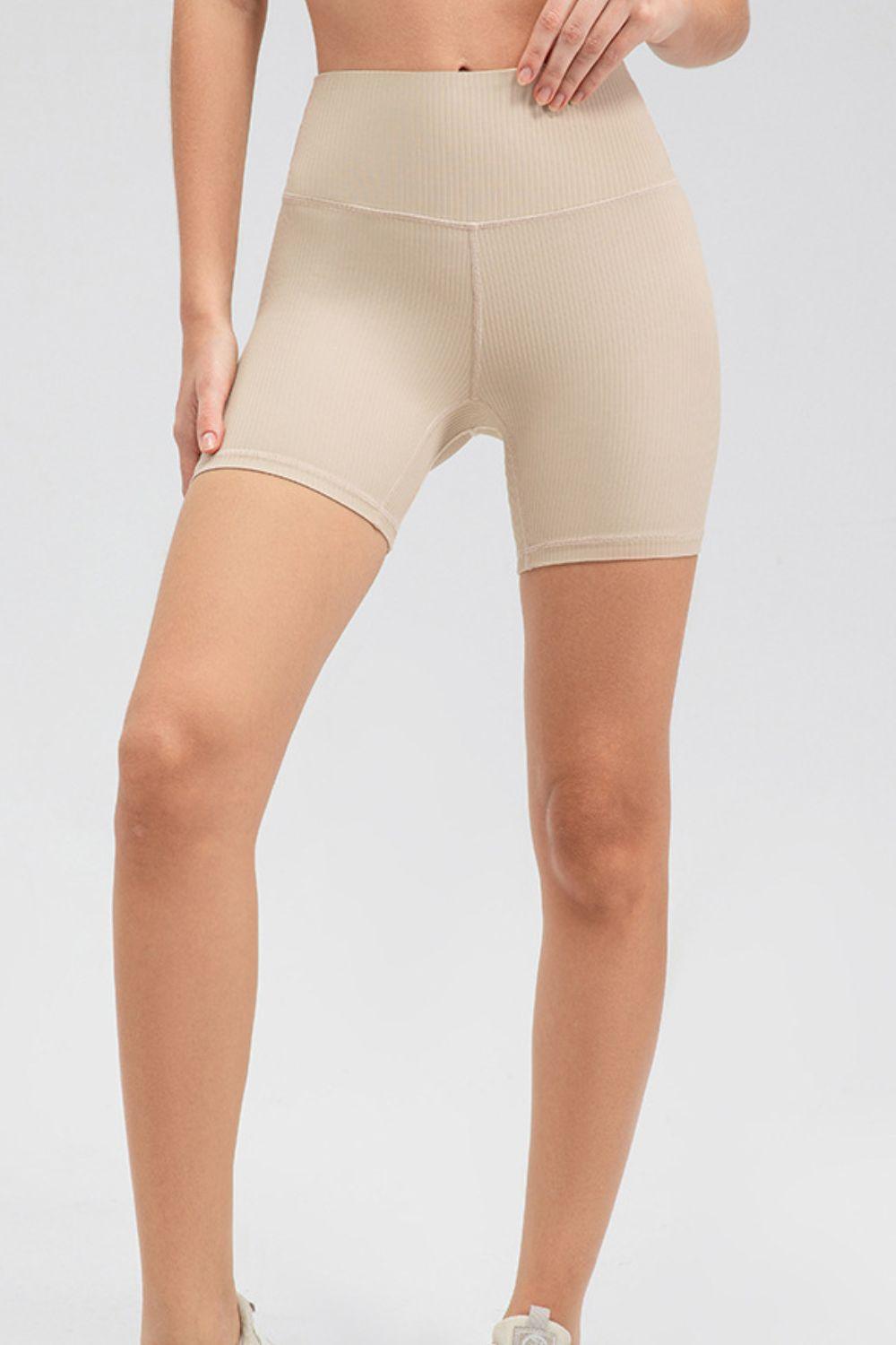 Wide Waistband Slim Fit Sports Shorts - Clothes For Her Online Store