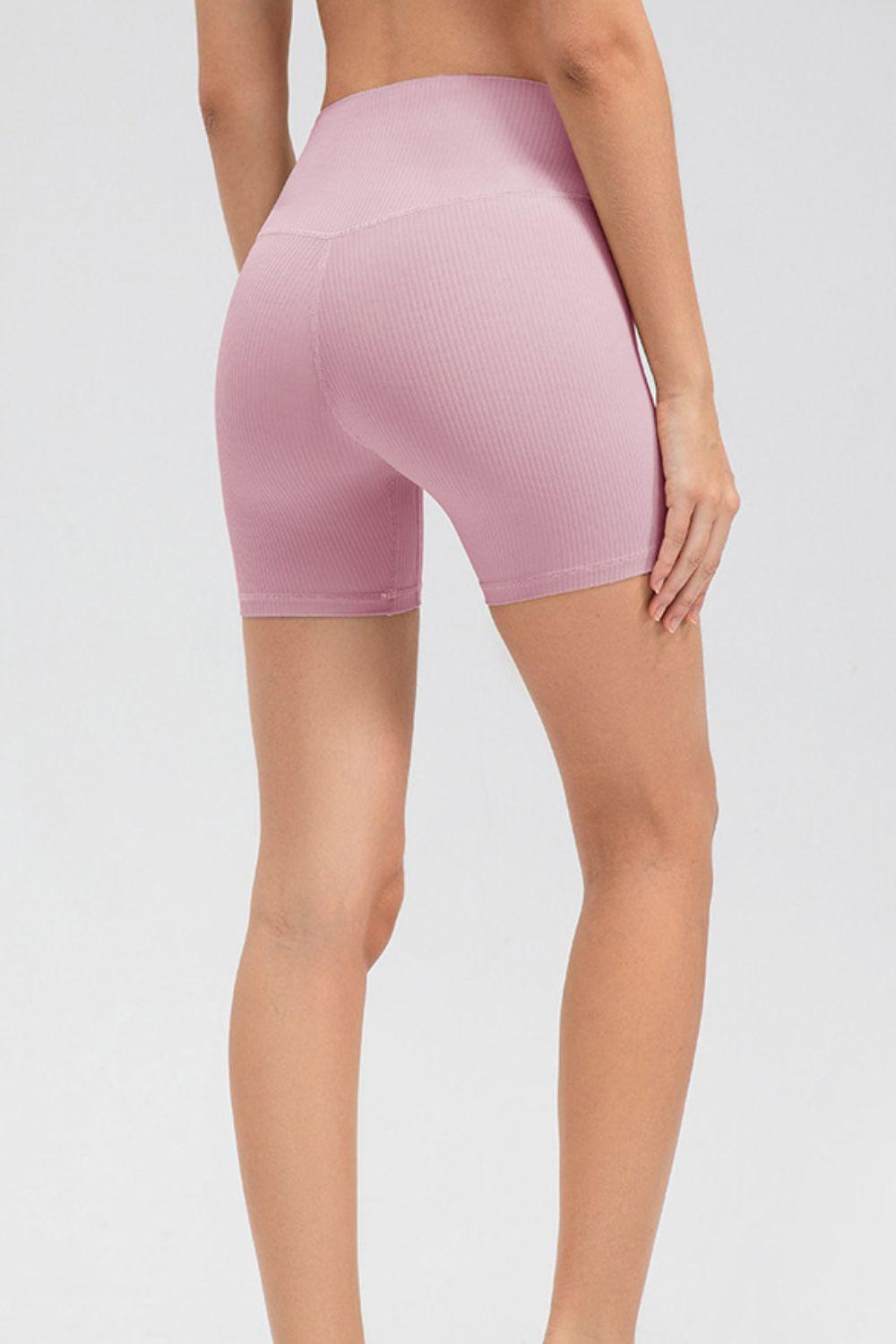 Wide Waistband Slim Fit Sports Shorts - Clothes For Her Online Store