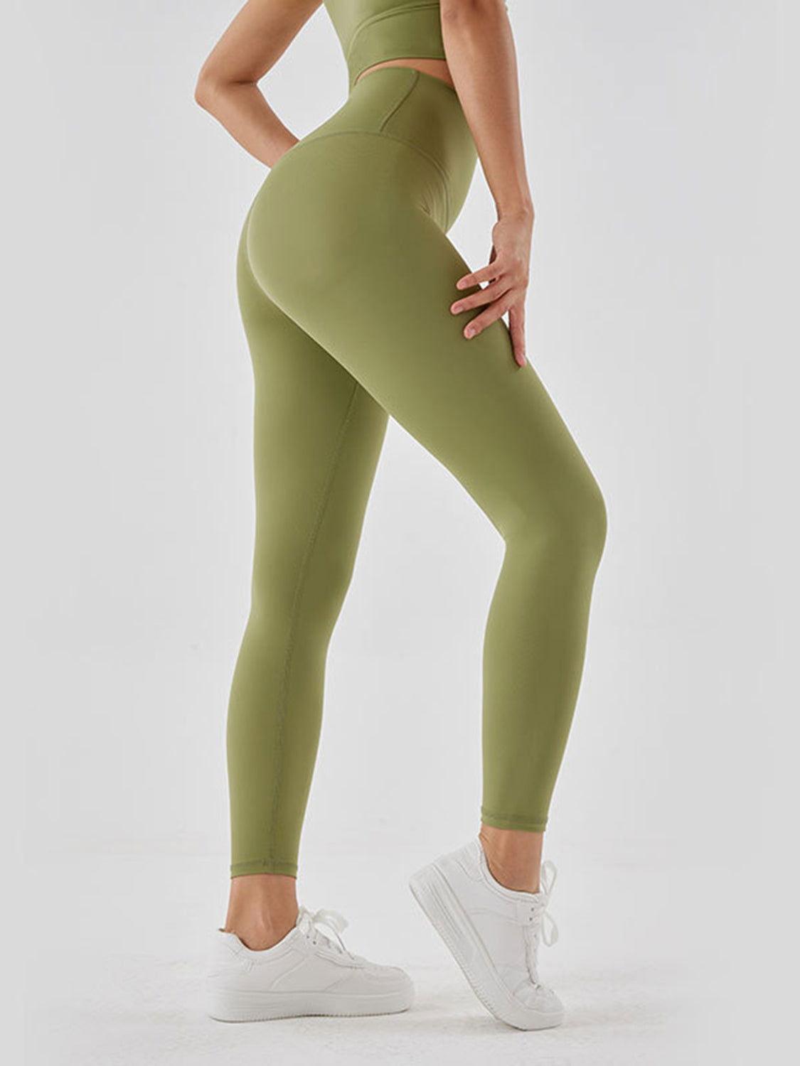 Wide Waistband Sports Leggings - Clothes For Her Online Store