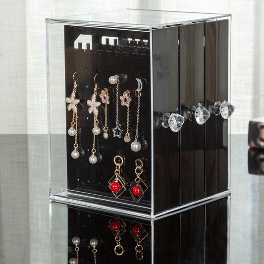 Women Portable Necklace Bracelet Organizer Case Earrings Ring Display Stand Shelf Dustproof Acrylic Jewelry Storage Box Drawer - Clothes For Her Online Store