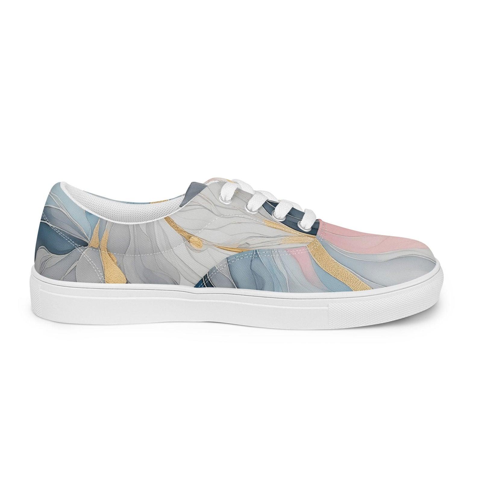 Womens Lace-up Canvas Shoes, Marble Cloud of Grey Pink Blue 5522 - Clothes For Her Online Store