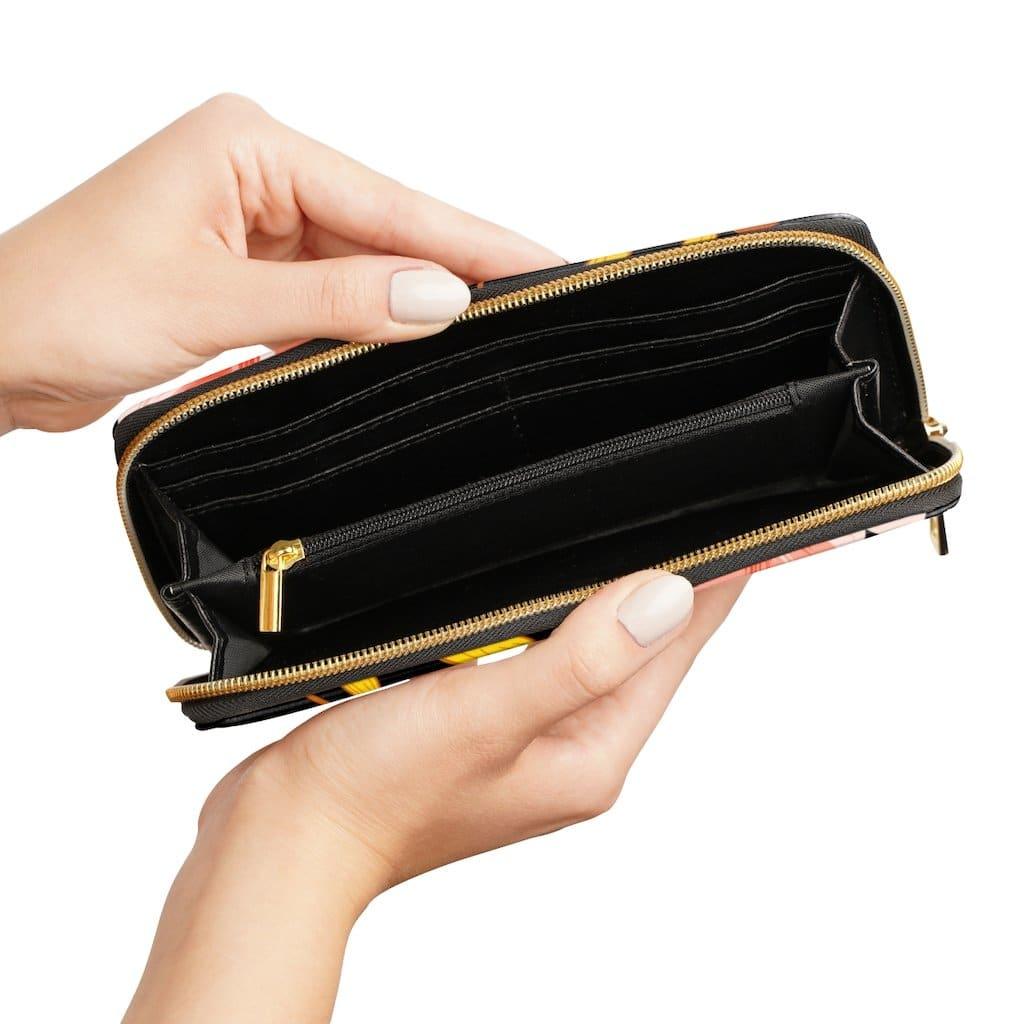 Womens Wallet, Zip Purse, Black & Pink Floral - Clothes For Her Online Store