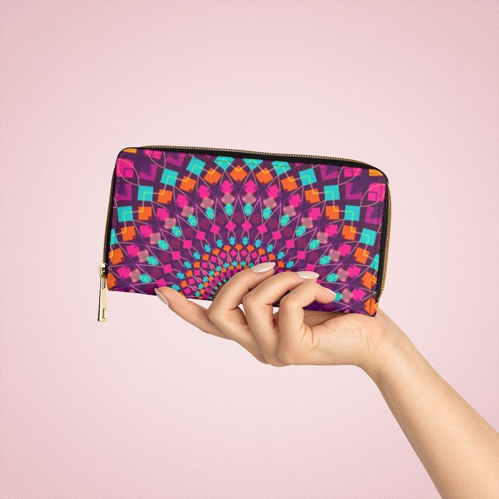 Womens Wallet, Zip Purse, Purple Kaleidoscope - Clothes For Her Online Store