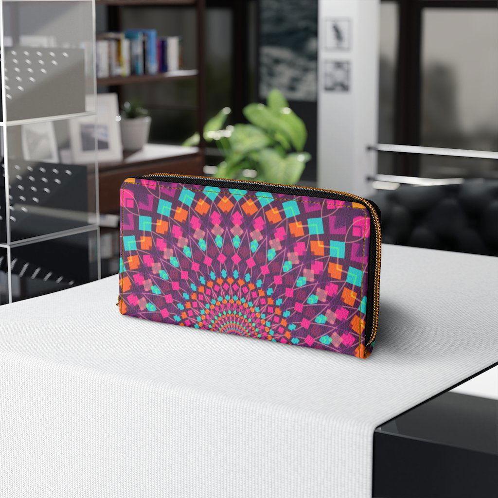 Womens Wallet, Zip Purse, Purple Kaleidoscope - Clothes For Her Online Store