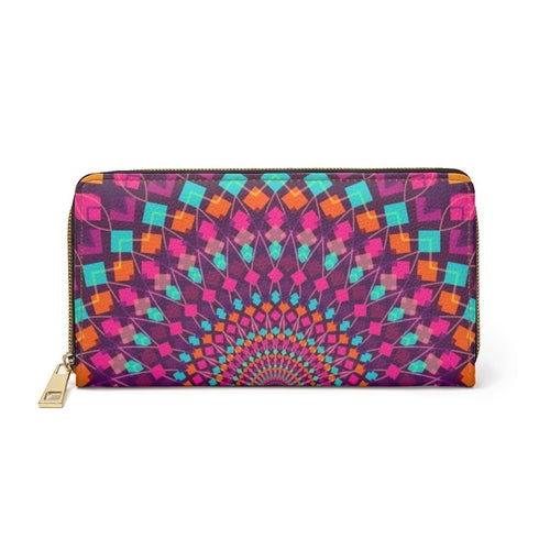 Womens Wallet, Zip Purse, Purple Kaleidoscope - Clothes For Her Online Store