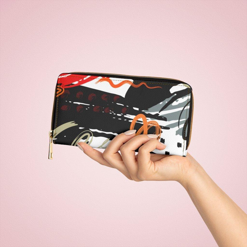 Womens Wallet, Zip Purse, Red & Black Multicolor - Clothes For Her Online Store