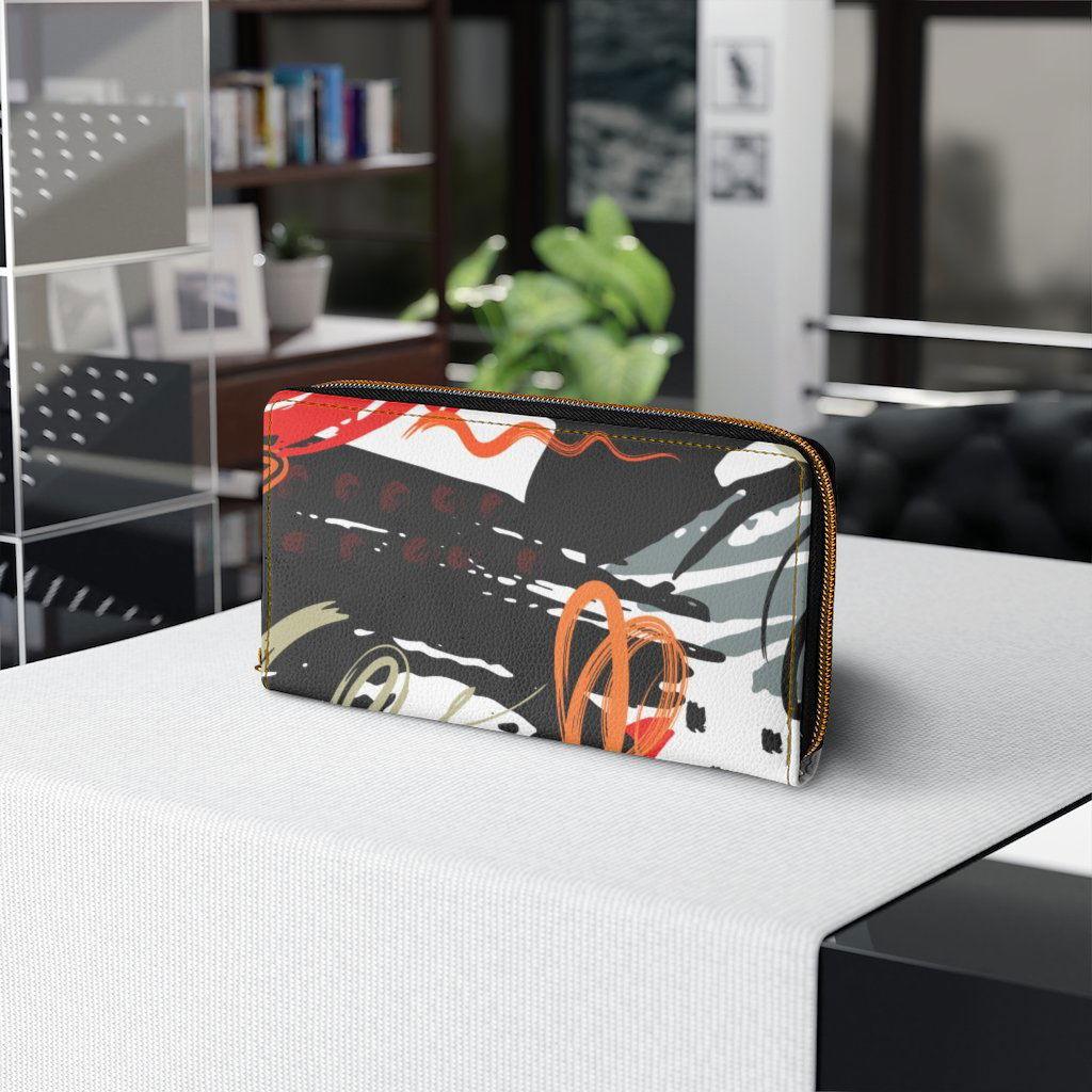 Womens Wallet, Zip Purse, Red & Black Multicolor - Clothes For Her Online Store