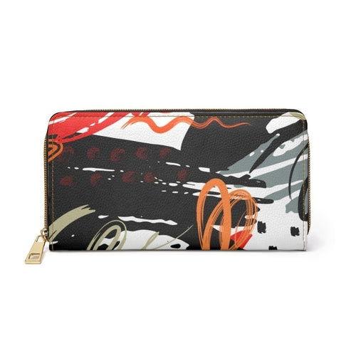 Womens Wallet, Zip Purse, Red & Black Multicolor - Clothes For Her Online Store