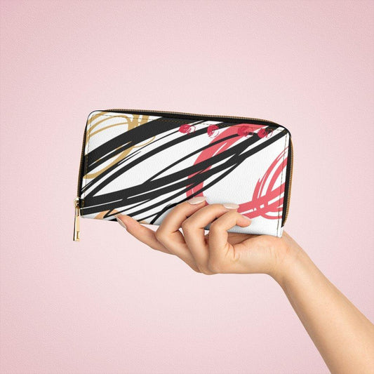 Womens Wallet, Zip Purse, White Multicolor Circular - Clothes For Her Online Store