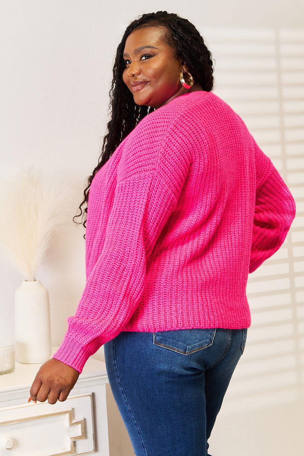 Woven Right Rib-Knit Open Front Drop Shoulder Cardigan - Clothes For Her Online Store