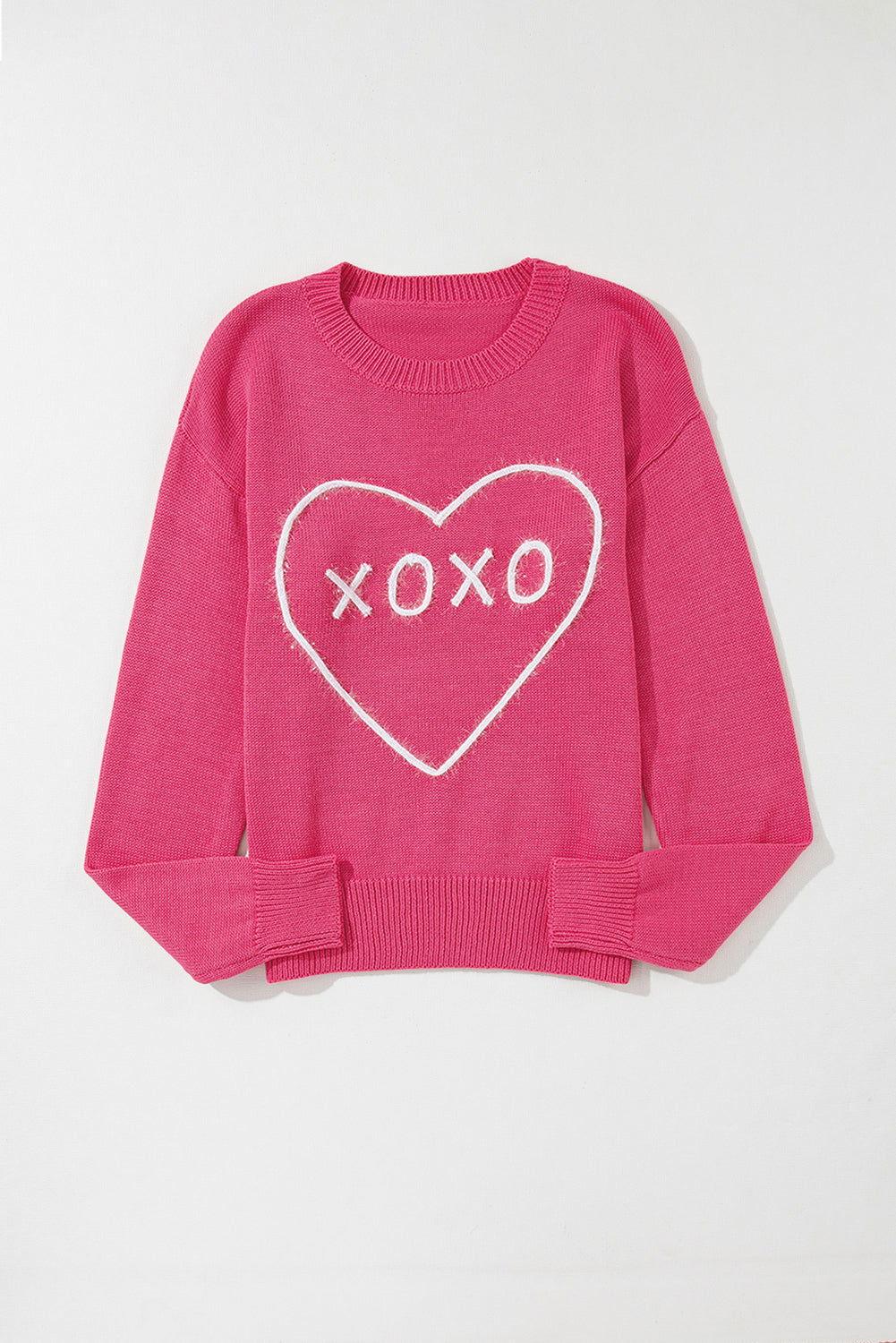 XOXO Round Neck Drop Shoulder Sweater - Clothes For Her Online Store