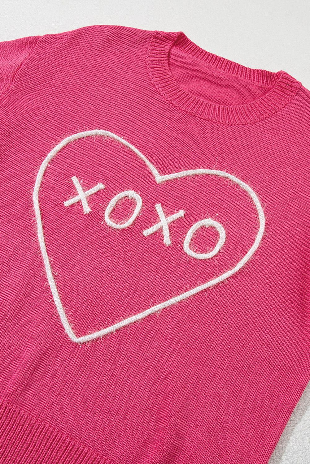 XOXO Round Neck Drop Shoulder Sweater - Clothes For Her Online Store