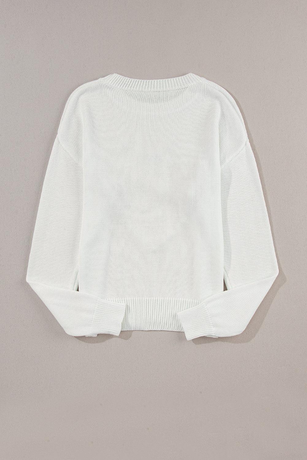 XOXO Round Neck Drop Shoulder Sweater - Clothes For Her Online Store