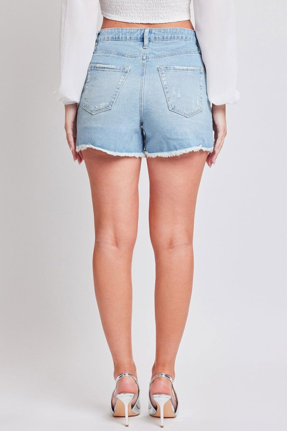 YMI Jeanswear Distressed Frayed Hem Denim Shorts - Clothes For Her Online Store