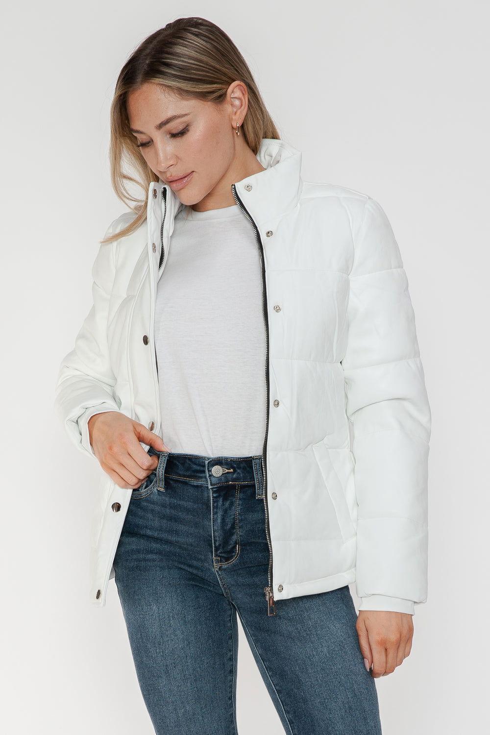 YMI Pocketed Zip Up Turtleneck Puffer Jacket - Clothes For Her Online Store
