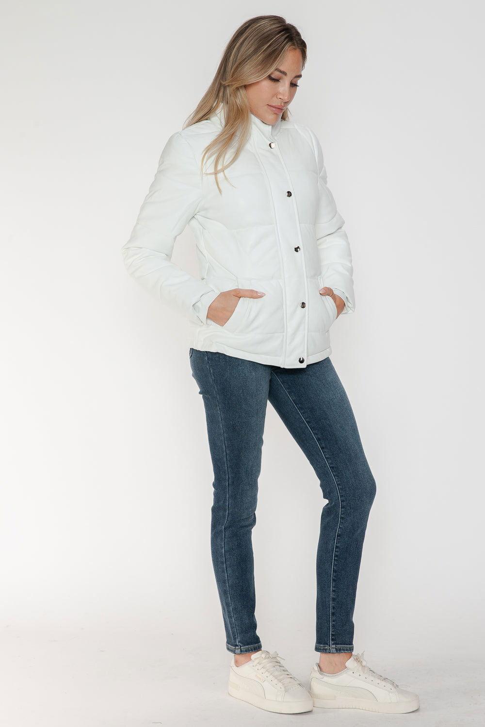 YMI Pocketed Zip Up Turtleneck Puffer Jacket - Clothes For Her Online Store