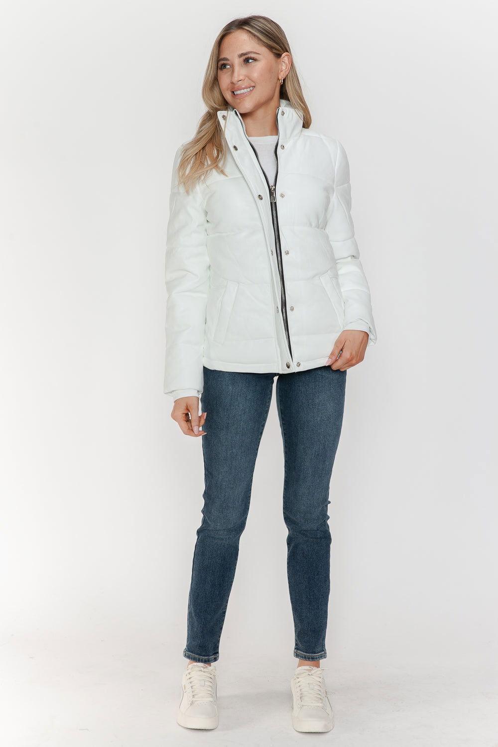YMI Pocketed Zip Up Turtleneck Puffer Jacket - Clothes For Her Online Store