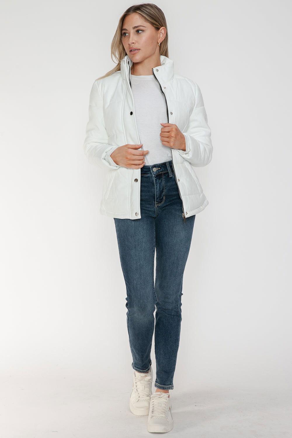 YMI Pocketed Zip Up Turtleneck Puffer Jacket - Clothes For Her Online Store