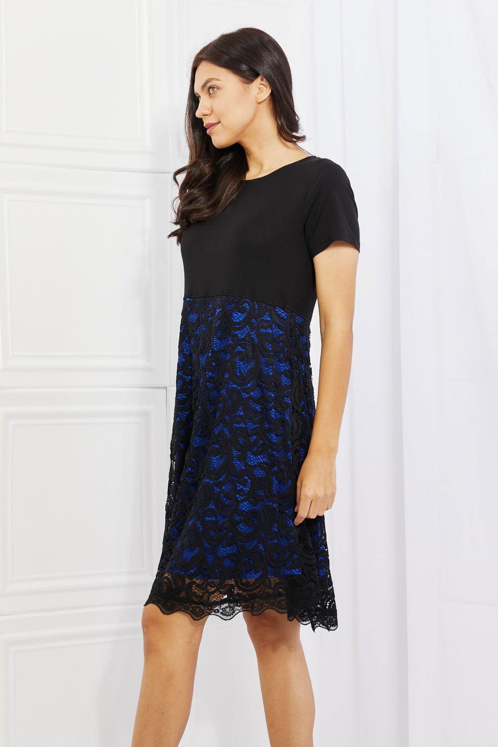 Yelete Full Size Contrasting Lace Midi Dress - Clothes For Her Online Store