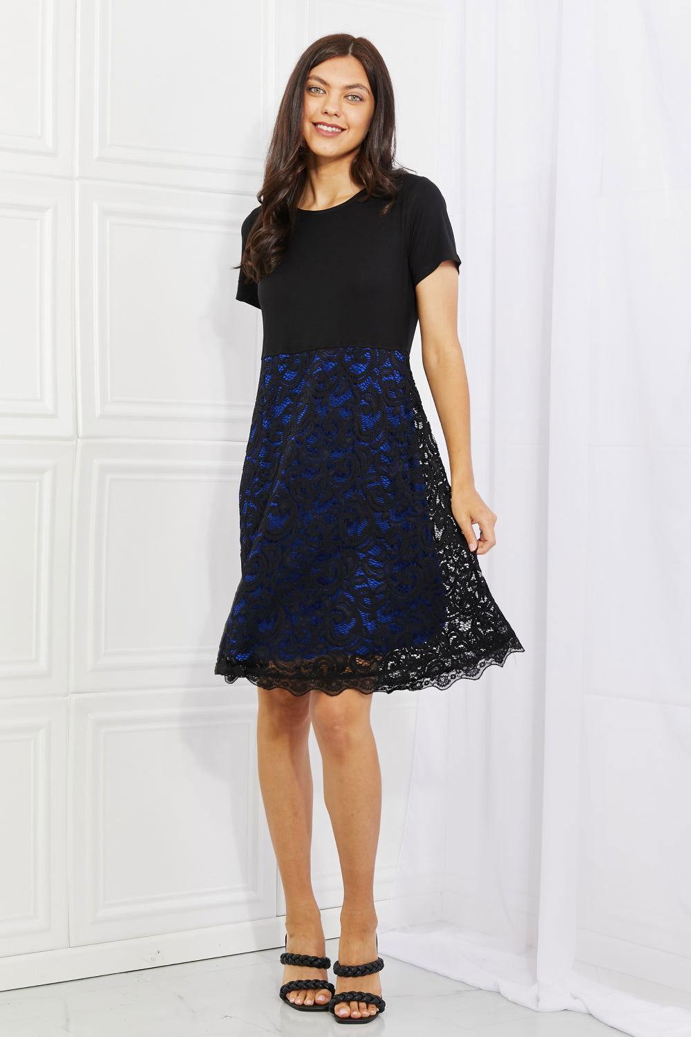 Yelete Full Size Contrasting Lace Midi Dress - Clothes For Her Online Store