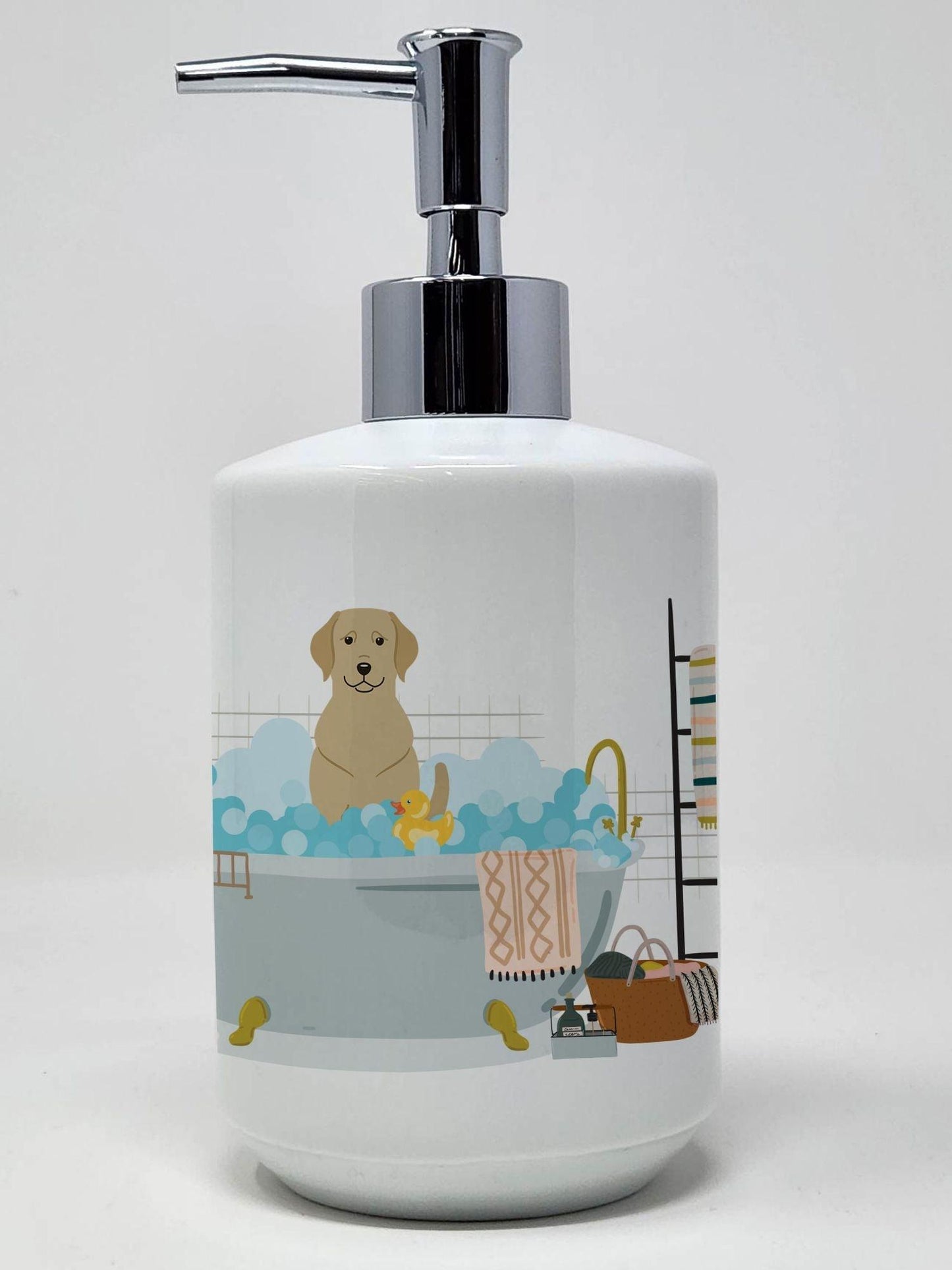 Yellow Labrador in Bathtub Ceramic Soap Dispenser Hand Soap Dispenser Pump Bottles for Bathroom Kitchen, Empty Refillable Liquid Soap Container - Clothes For Her Online Store