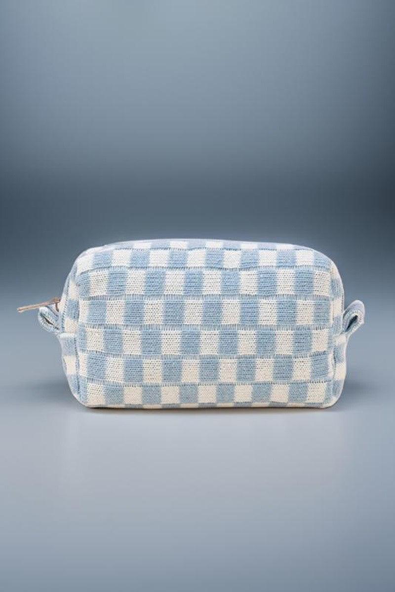 Zenana Checkered Pattern Knitted Cosmetic Pouch - Clothes For Her Online Store