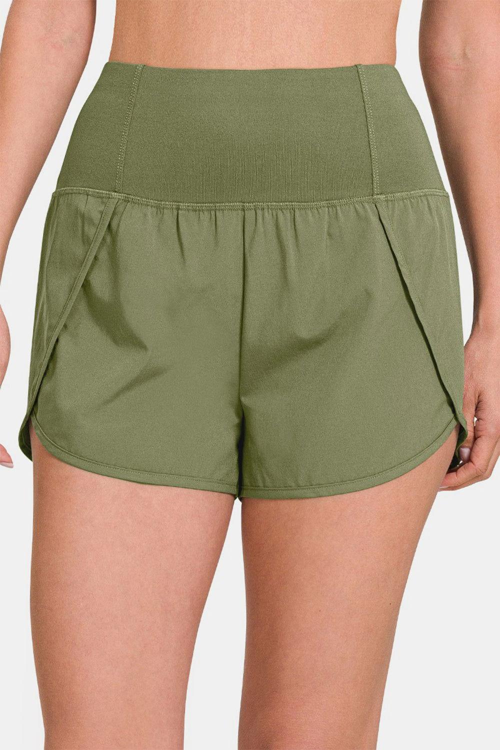 Zenana High-Waisted Zippered Back Pocket Active Shorts - Clothes For Her Online Store