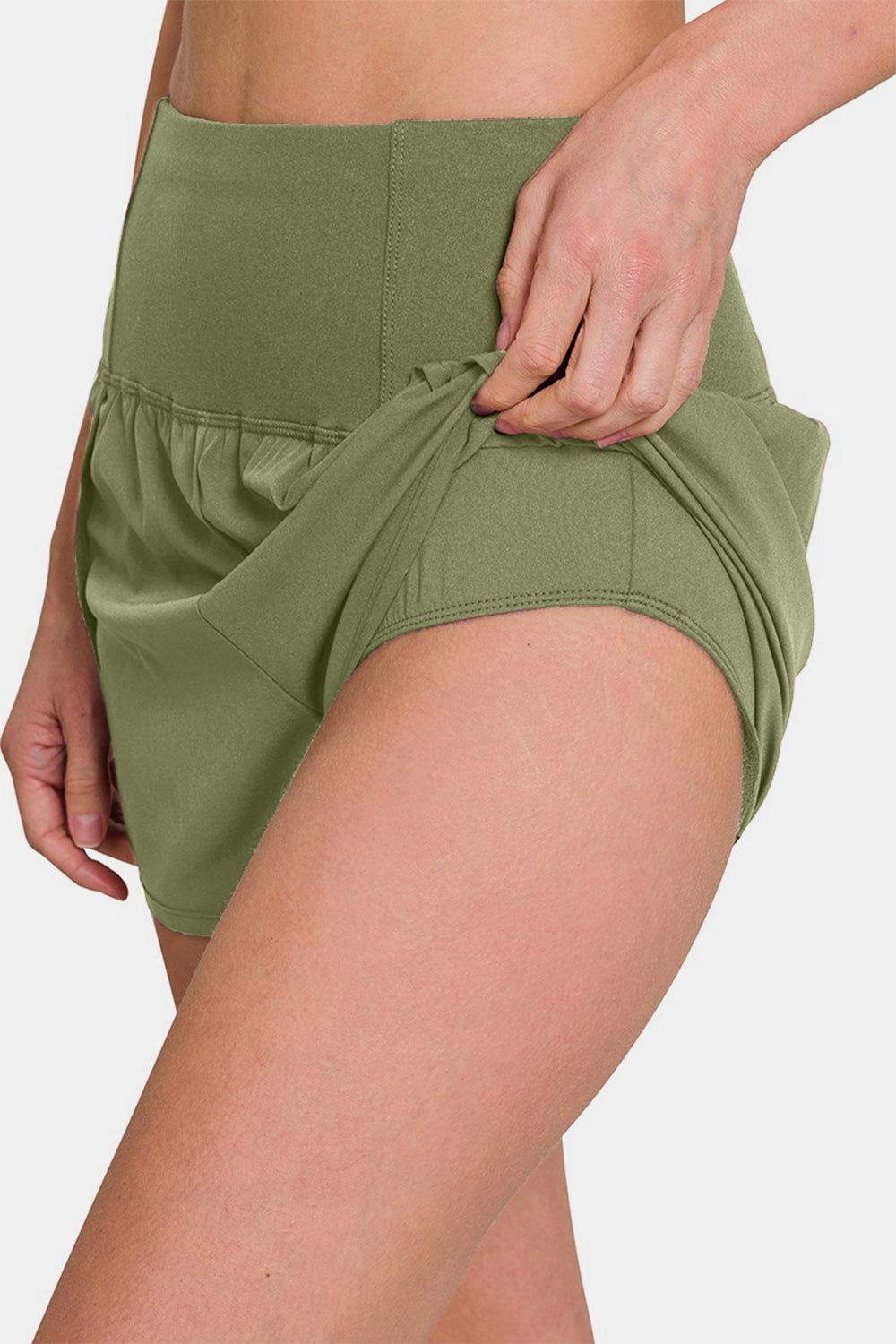 Zenana High-Waisted Zippered Back Pocket Active Shorts - Clothes For Her Online Store