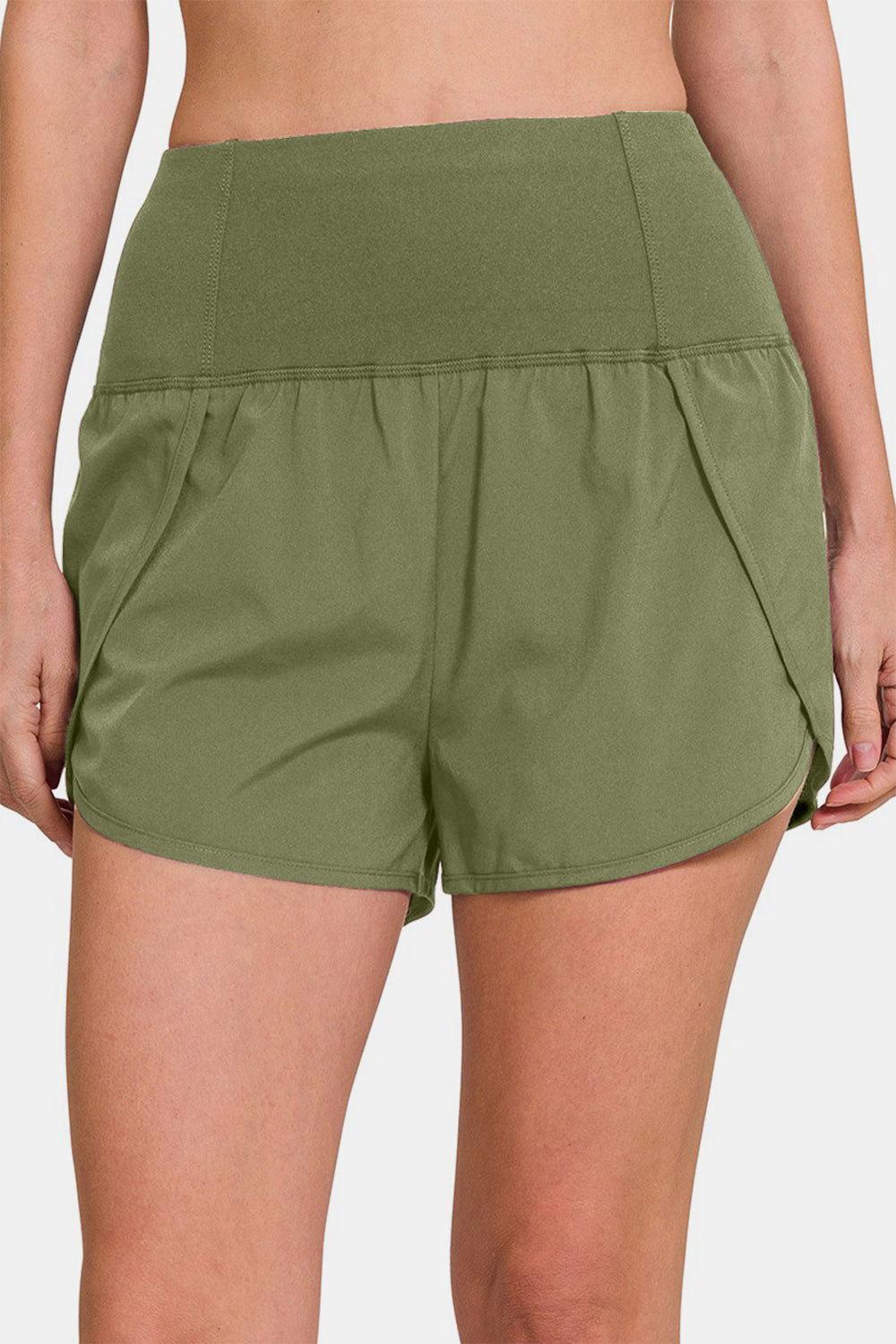 Zenana High-Waisted Zippered Back Pocket Active Shorts - Clothes For Her Online Store