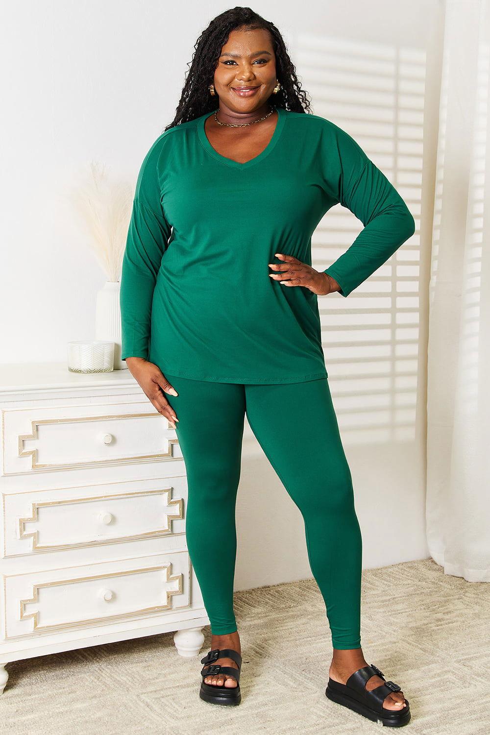 Zenana Lazy Days Full Size Long Sleeve Top and Leggings Set - Clothes For Her Online Store