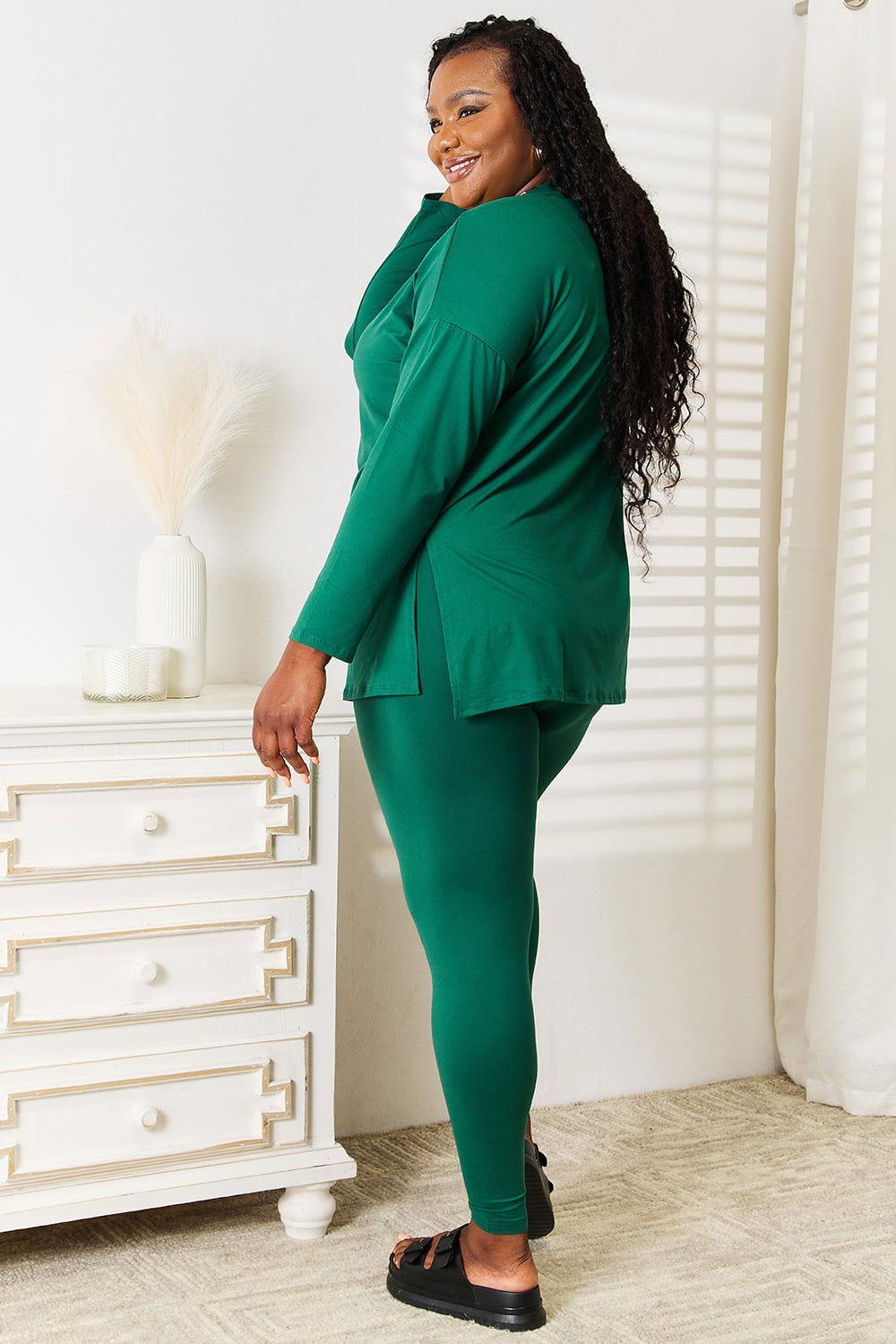 Zenana Lazy Days Full Size Long Sleeve Top and Leggings Set - Clothes For Her Online Store