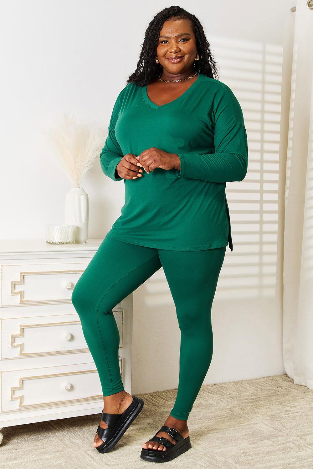 Zenana Lazy Days Full Size Long Sleeve Top and Leggings Set - Clothes For Her Online Store