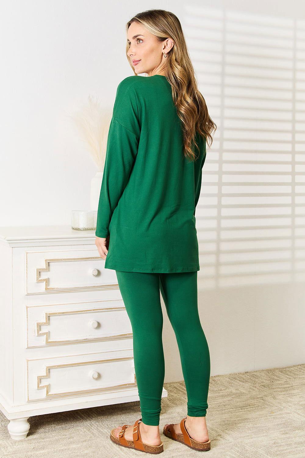 Zenana Lazy Days Full Size Long Sleeve Top and Leggings Set - Clothes For Her Online Store