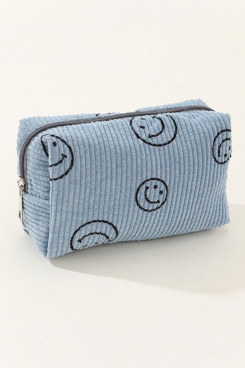 Zenana Smiley Face Corduroy Cosmetic Pouch - Clothes For Her Online Store