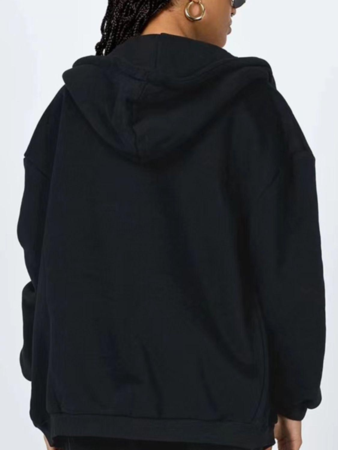 Zip-Up Drawstring Hoodie - Clothes For Her Online Store