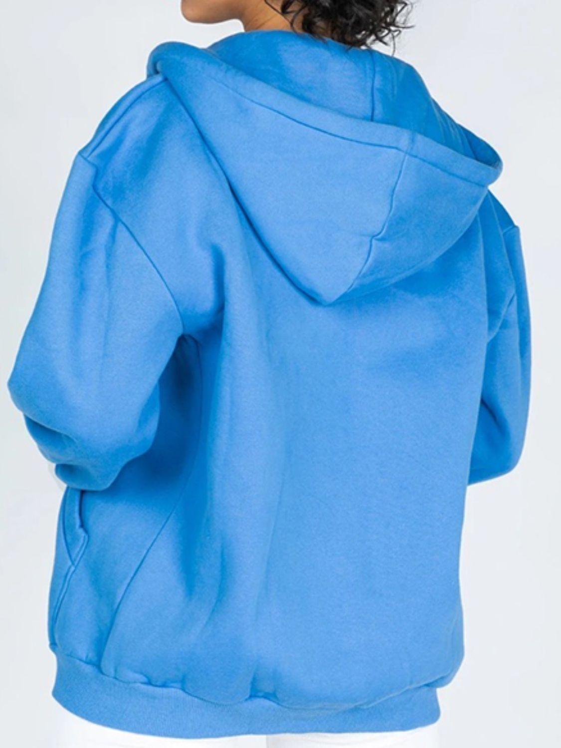 Zip-Up Drawstring Hoodie - Clothes For Her Online Store