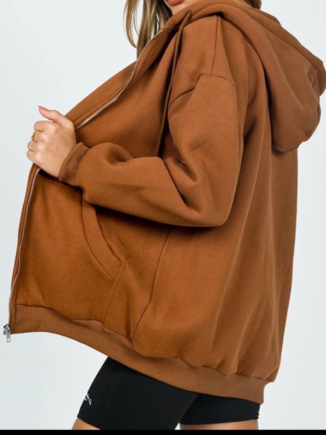 Zip-Up Drawstring Hoodie - Clothes For Her Online Store