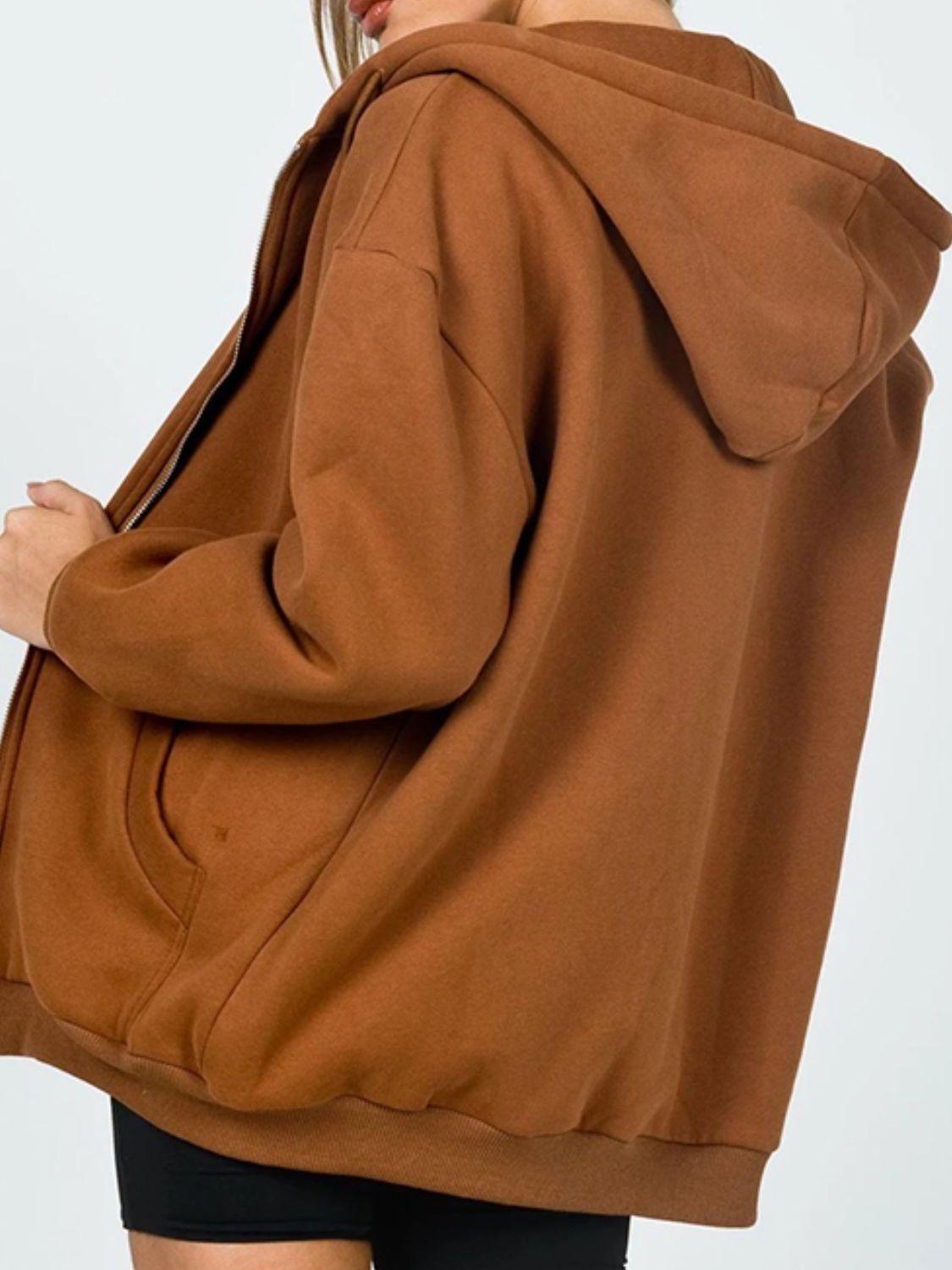 Zip-Up Drawstring Hoodie - Clothes For Her Online Store