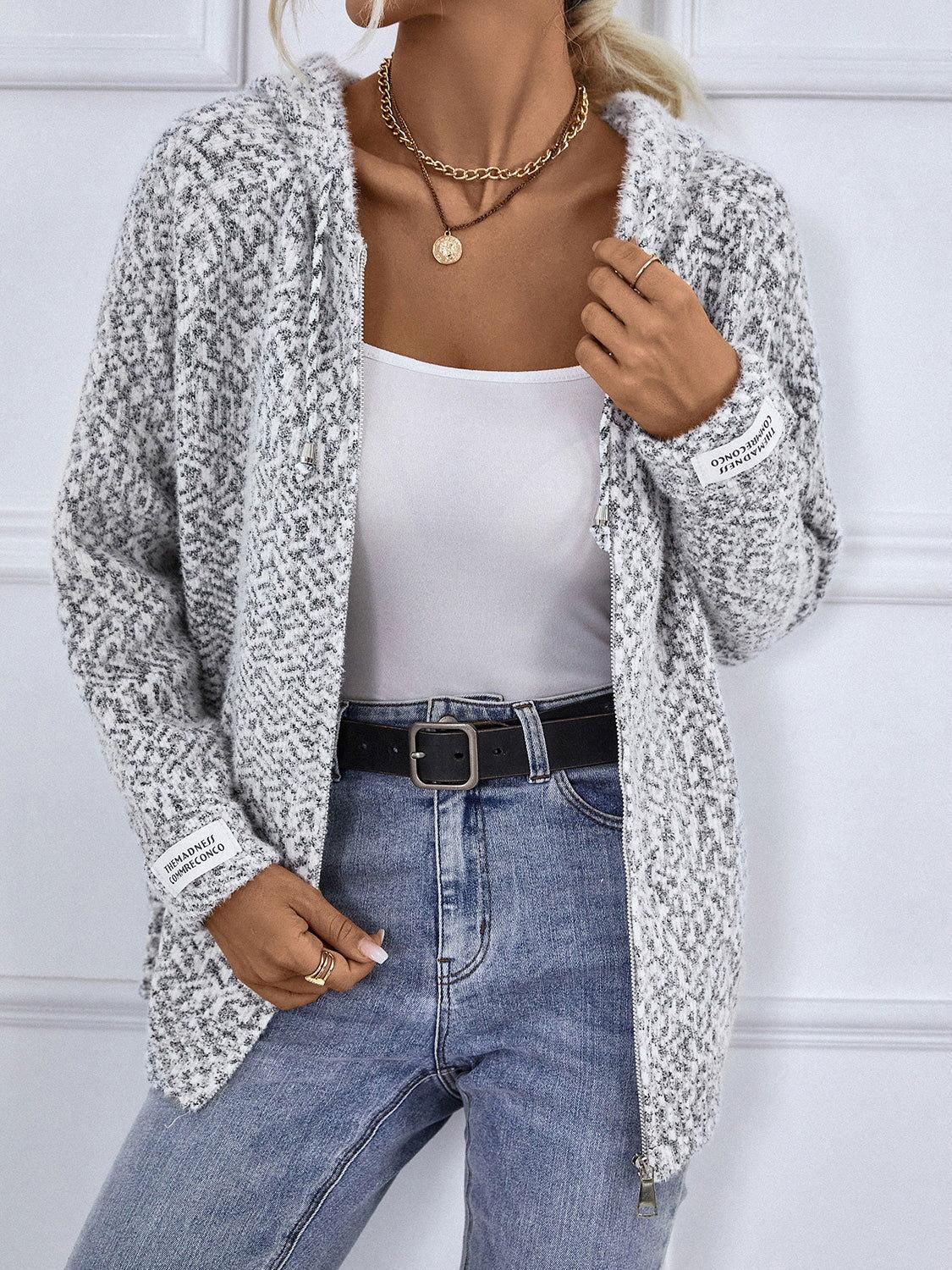 Zip-Up Hooded Sweater - Clothes For Her Online Store
