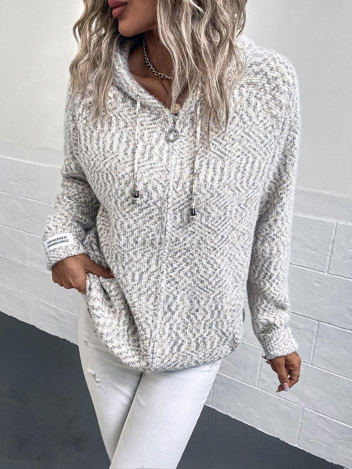 Zip-Up Hooded Sweater - Clothes For Her Online Store