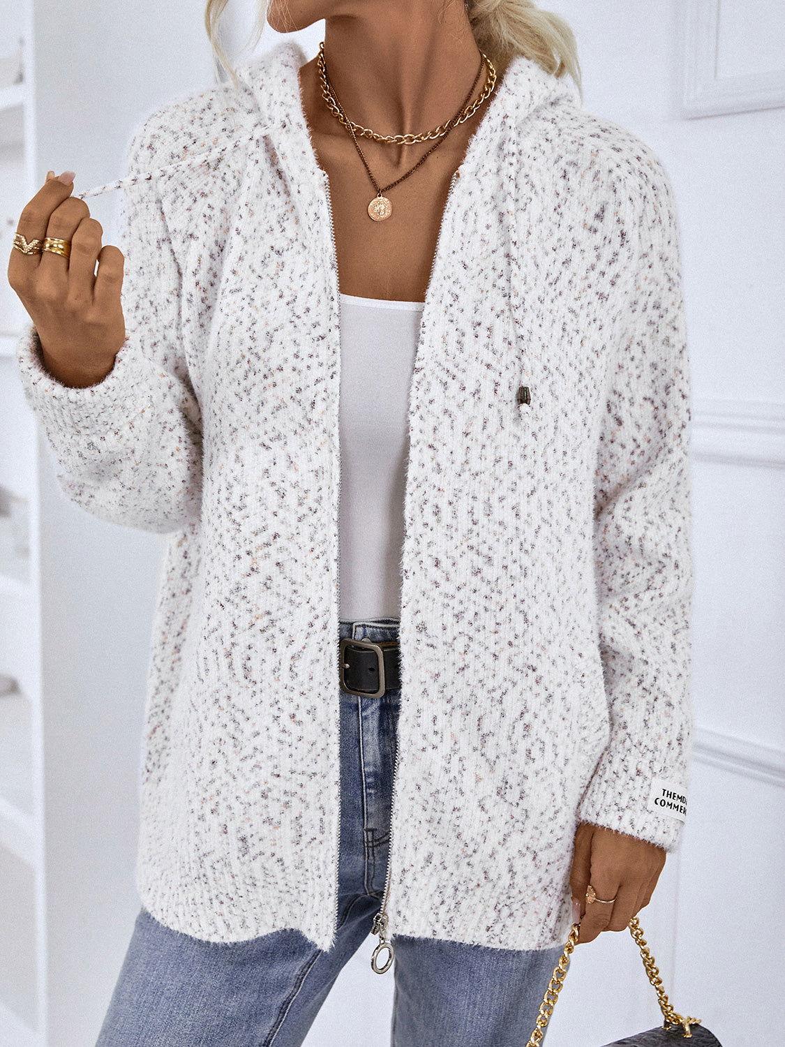 Zip-Up Hooded Sweater - Clothes For Her Online Store