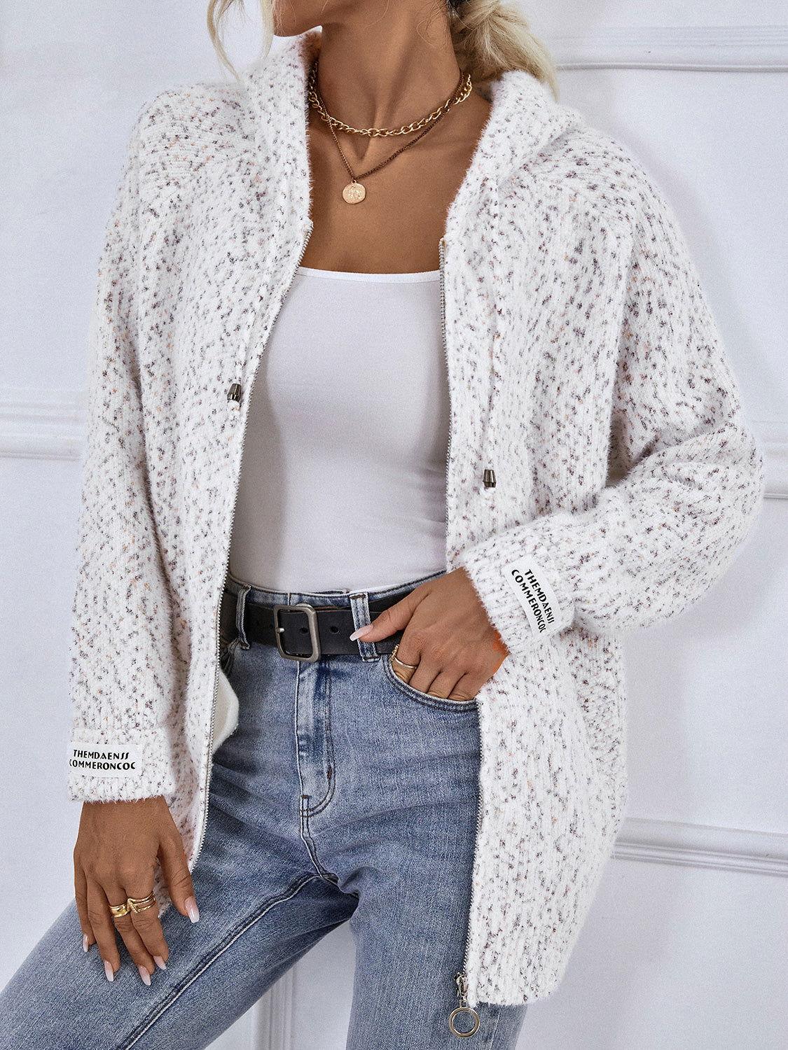 Zip-Up Hooded Sweater - Clothes For Her Online Store