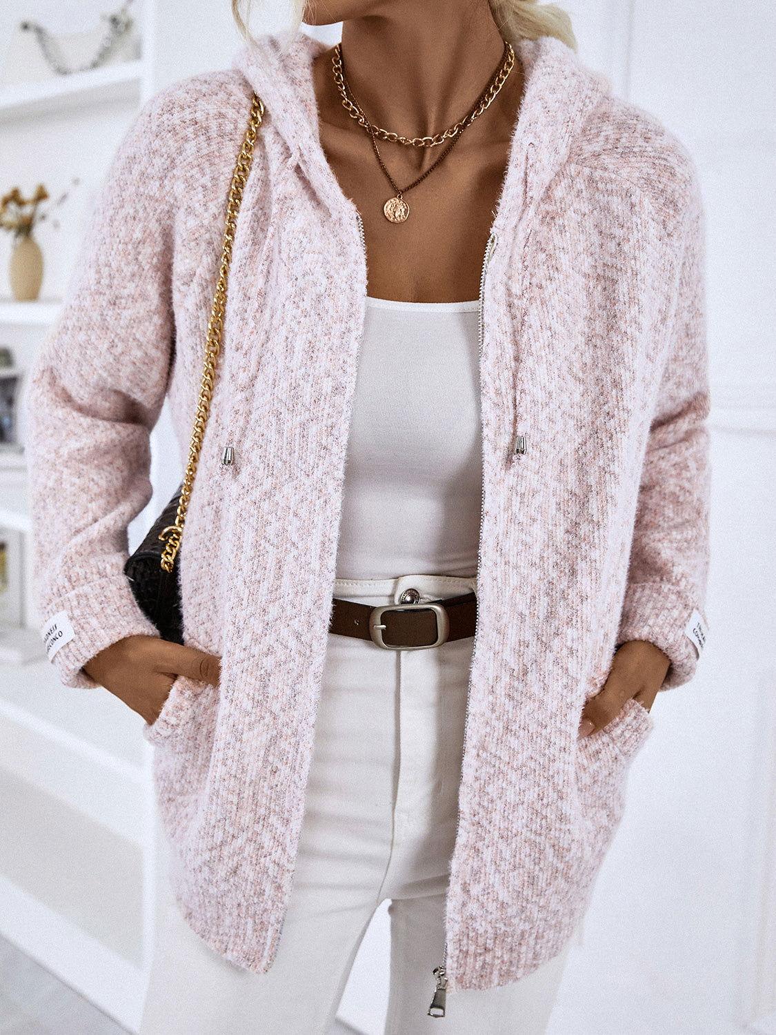 Zip-Up Hooded Sweater - Clothes For Her Online Store