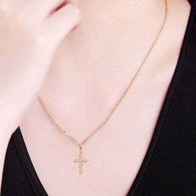 925 Sterling Silver Moissanite Cross Pendant Necklace - Clothes For Her Online Store