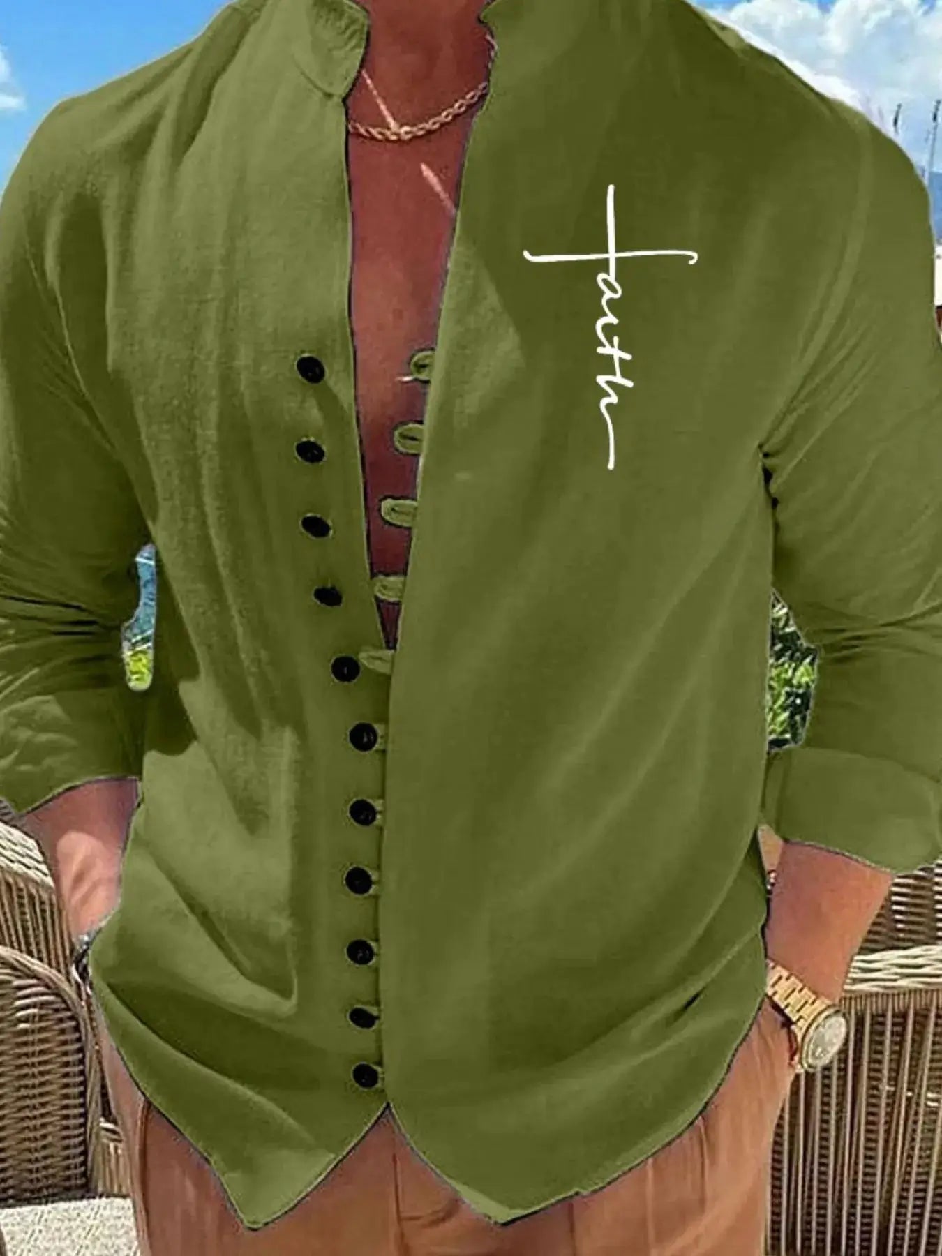 Men's Full Size Button Down Casual Shirt Plus Size