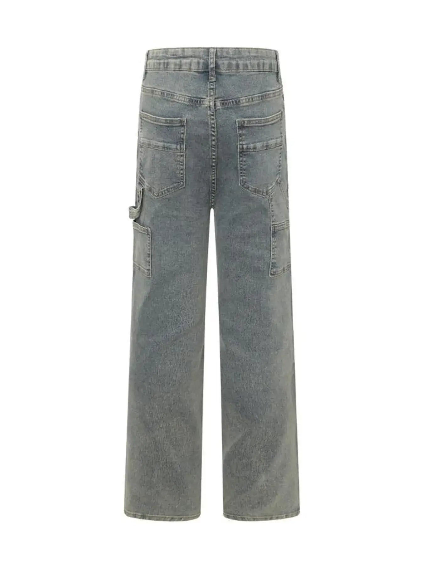 Men's High Waist Straight Leg Cargo Jeans