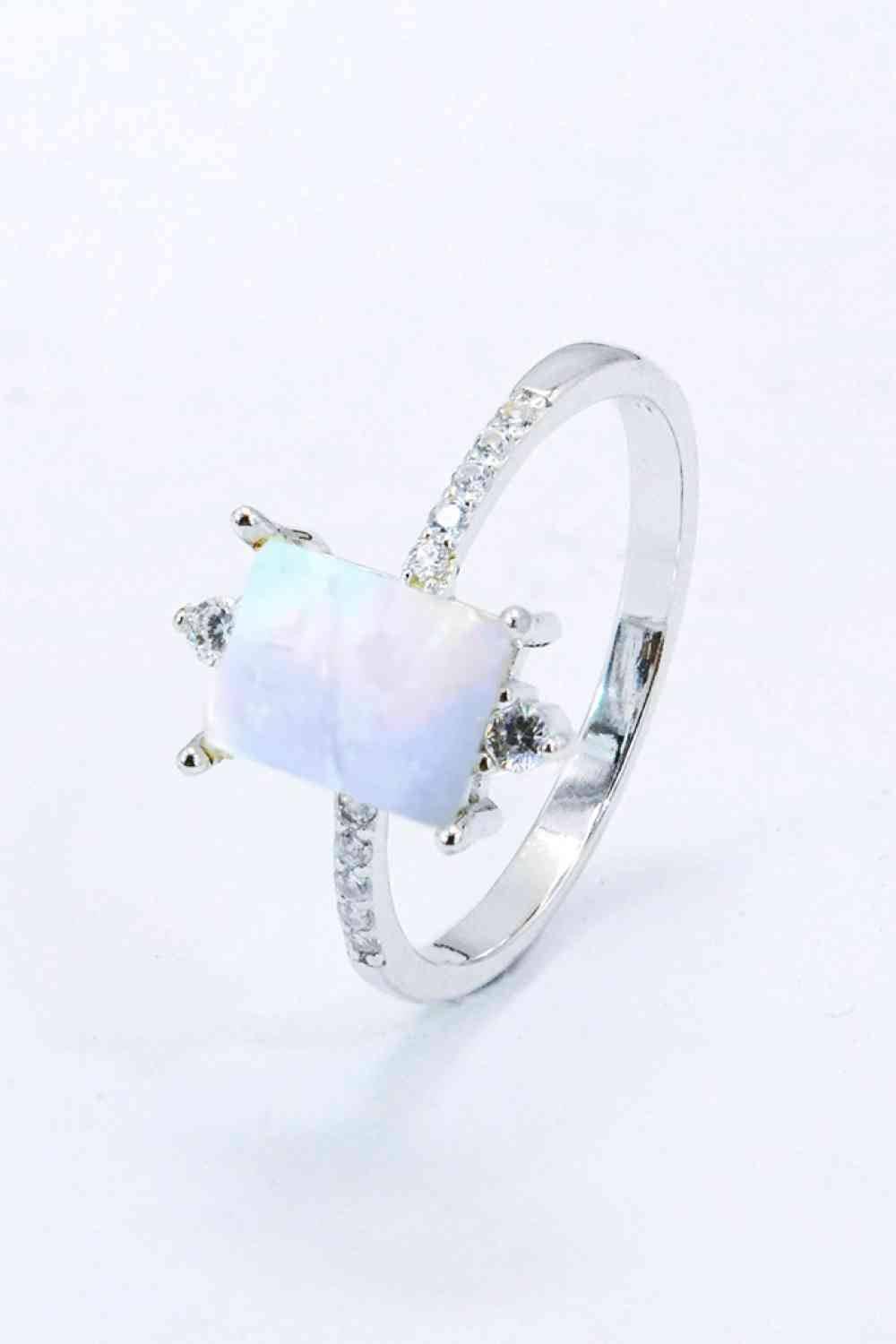 925 Sterling Silver Square Moonstone Ring - Clothes For Her Online Store